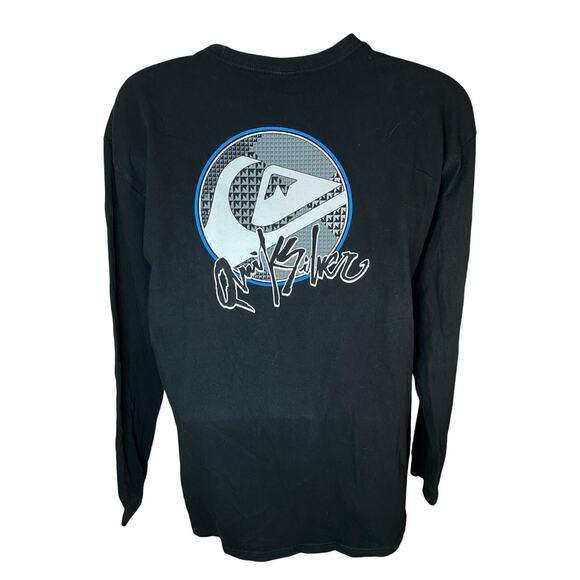 Quiksilver Long Sleeve T-Shirt Men’s Size L Vintage Center Logo Front + Back - Picture 2 of 7